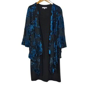 NWT Studio One Velvet Burnout Dress Womens XL Black Blue Dark Floral Whimsigoth